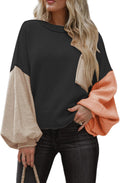 Women's Ribbed Hem Lantern Sleeve Pullover Sweater - Cozy Fall Knit