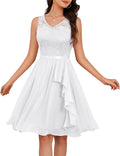 Women's Handkerchief Hem Cocktail Dress - Lace Top Chiffon Skirt