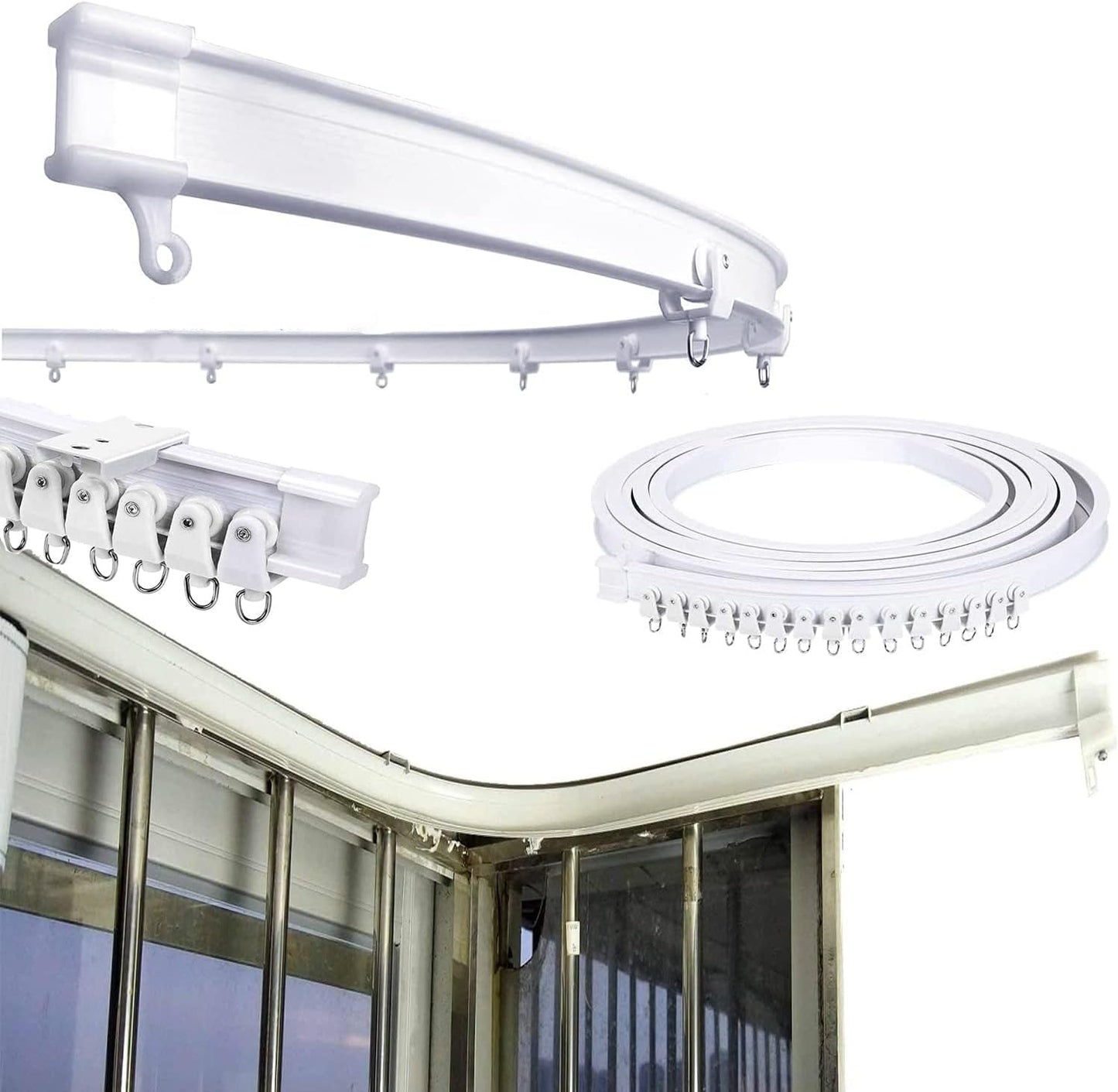 Flexible 16.5FT Ceiling Curtain Track Set - Easy Installation & Versatility!