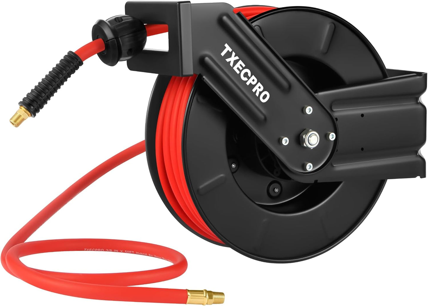 Retractable Air Hose Reel with 50 FT Hybrid Hose for Heavy Duty Use