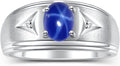 Rylos Men's Oval Gemstone & Diamond Ring - Classic Birthstone Style