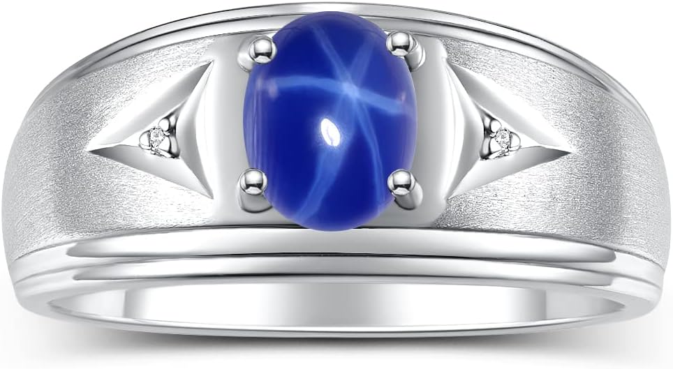 Rylos Men's Classic Design Gemstone & Diamond Ring for Style