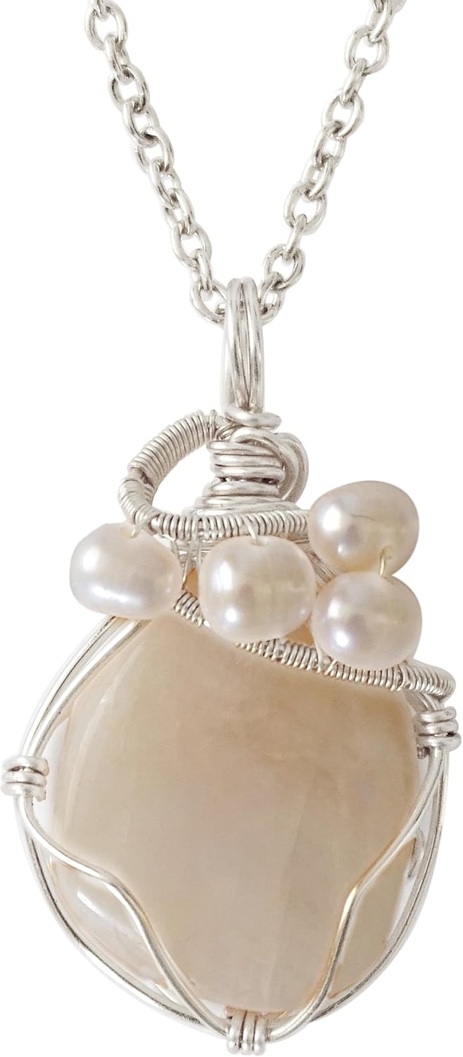 Unique Birthstone & Pearl Necklace with Handmade Design