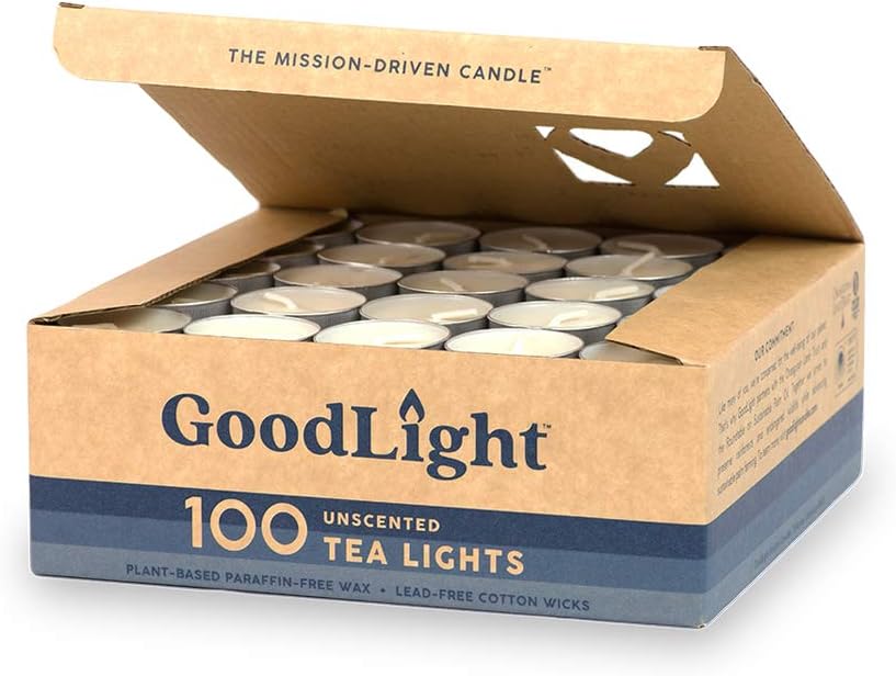 GoodLight Unscented Vegan Tea Light Candles for Cozy Ambience