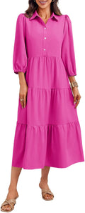 Wenrine Womens Casual 3/4 Sleeve Shirt Dress for All Occasions