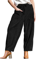 TARSE Womens Corduroy Wide Leg Pants - Comfortable Casual Palazzo