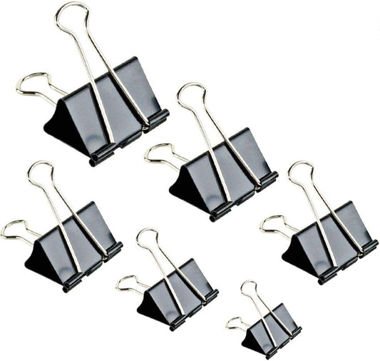 130-Piece Assorted Size Black Binder Clips -Secure Your Papers Easily!