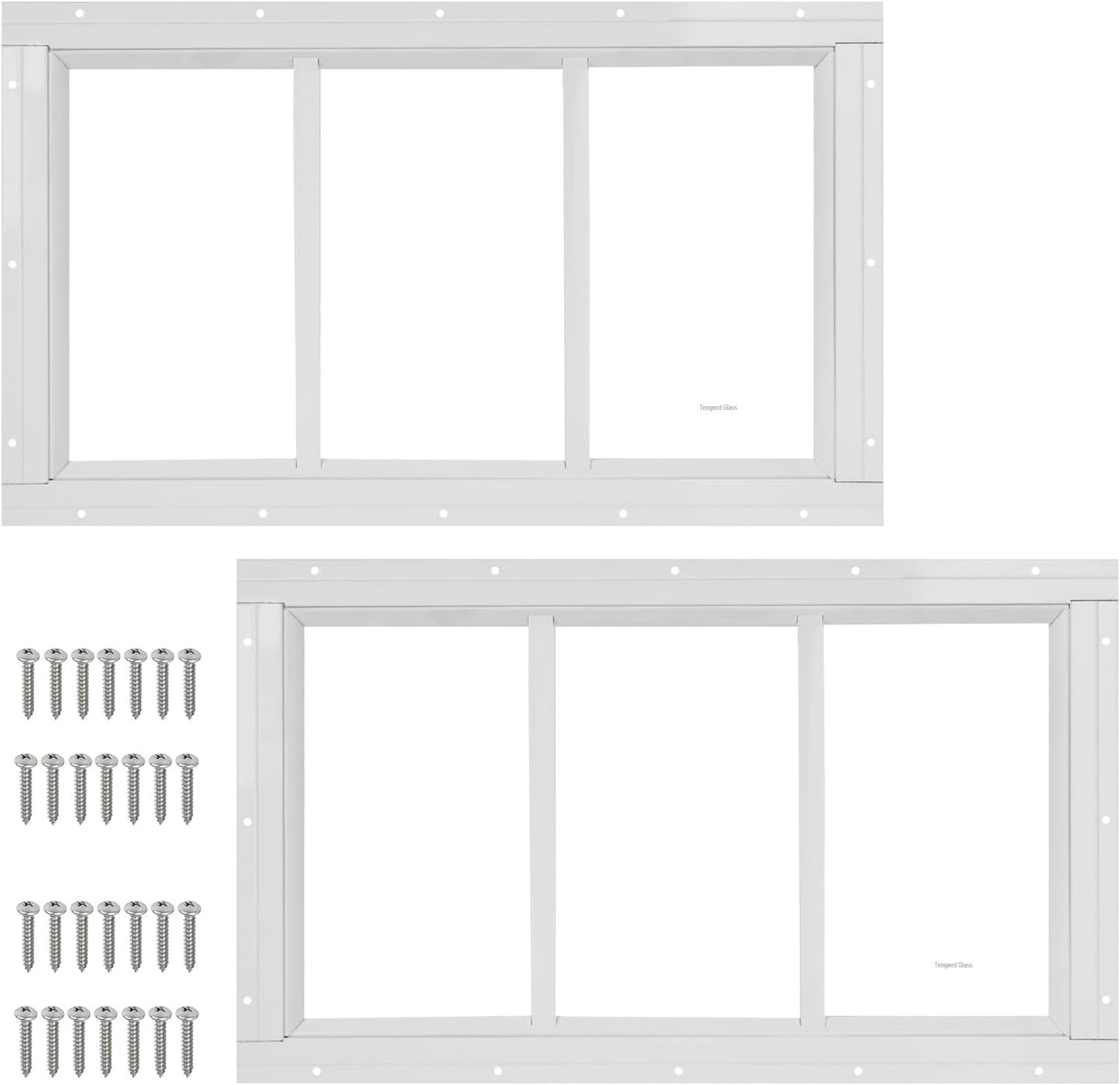 2 Pack 10 in x 18 in White Shed Windows with Tempered Glass