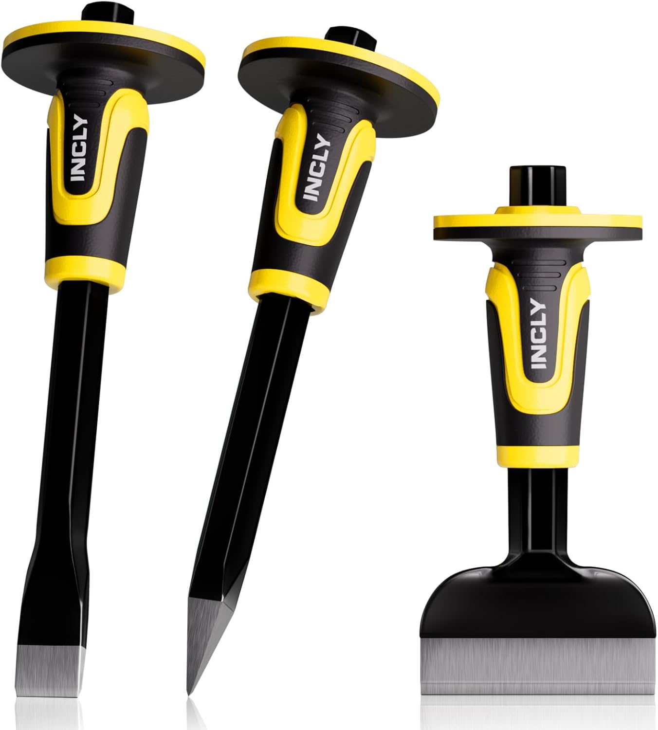 INCLY 3PCS Masonry Chisel Set for Heavy Duty Concrete Work