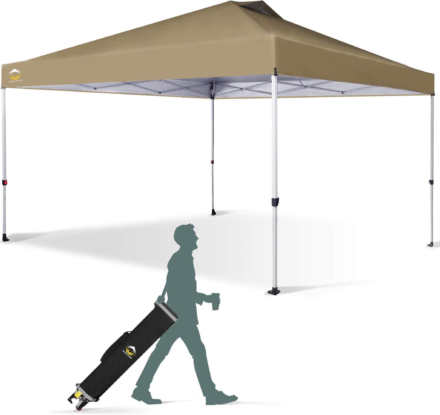 CROWN SHADES 12x12 Pop Up Canopy - One Push Setup, Bonus Accessories, Beige