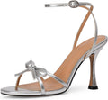Women's Bow Heels 4 in Stiletto Sandals - Soft PU Leather