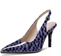 Women Beaded Pumps High Heel Slingback Pointed Toe Slip On 3.5 in