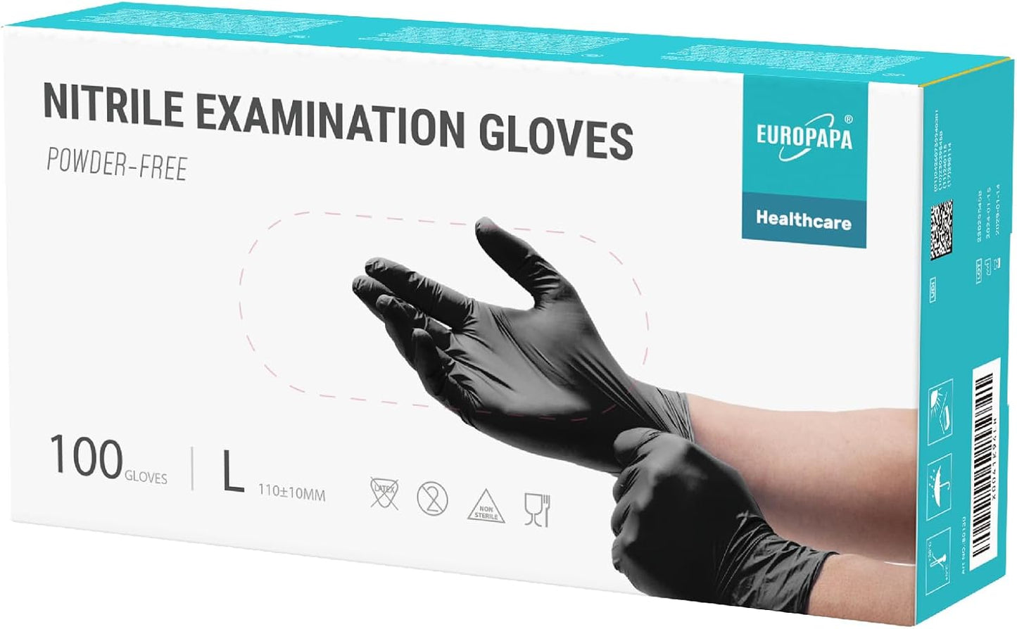 EUROPAPA Nitrile Gloves, Pack of 100: Maximum Protection