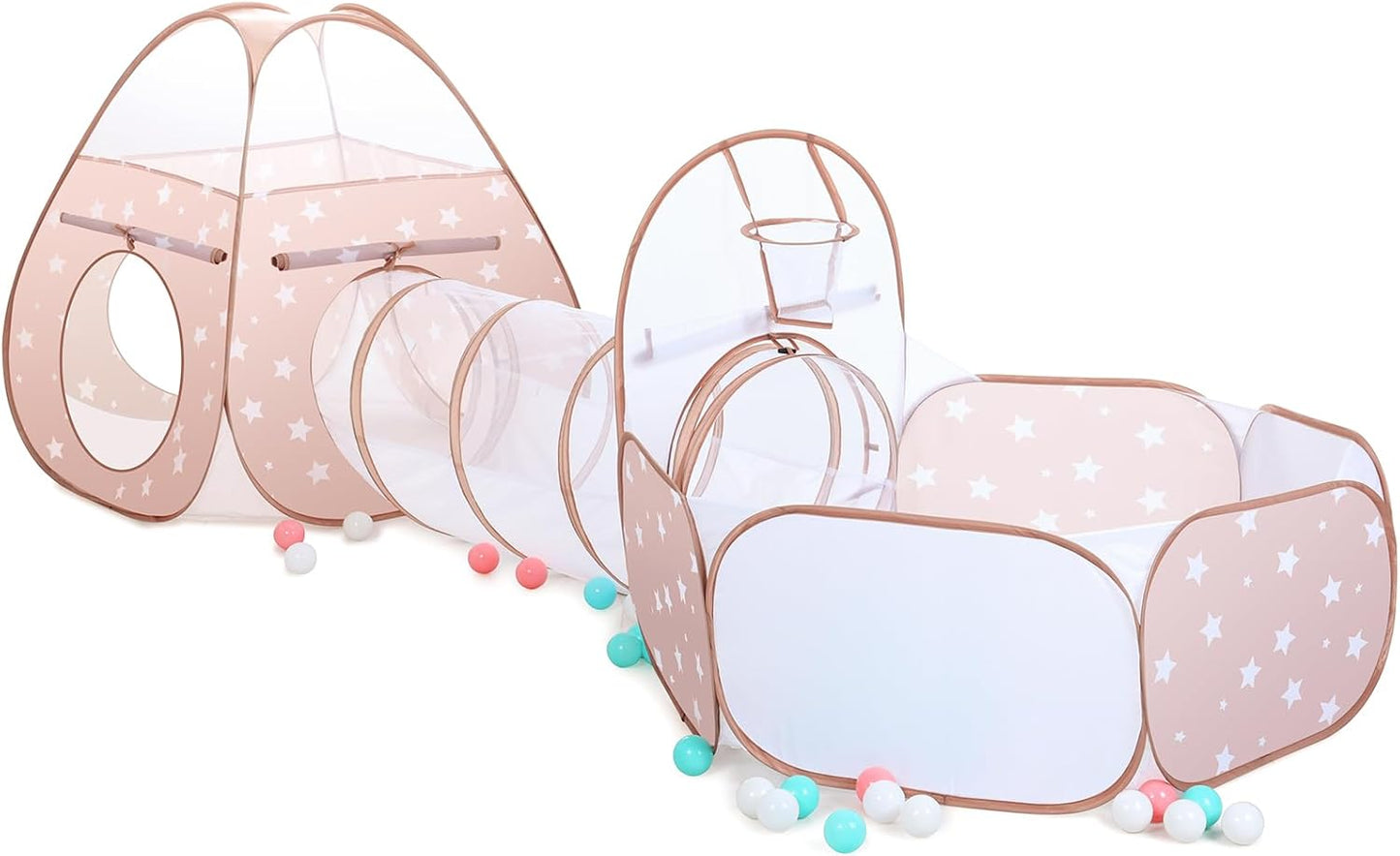 SISTICKER 3 in 1 Kids Play Tent with Ball Pit and Tunnel Fun