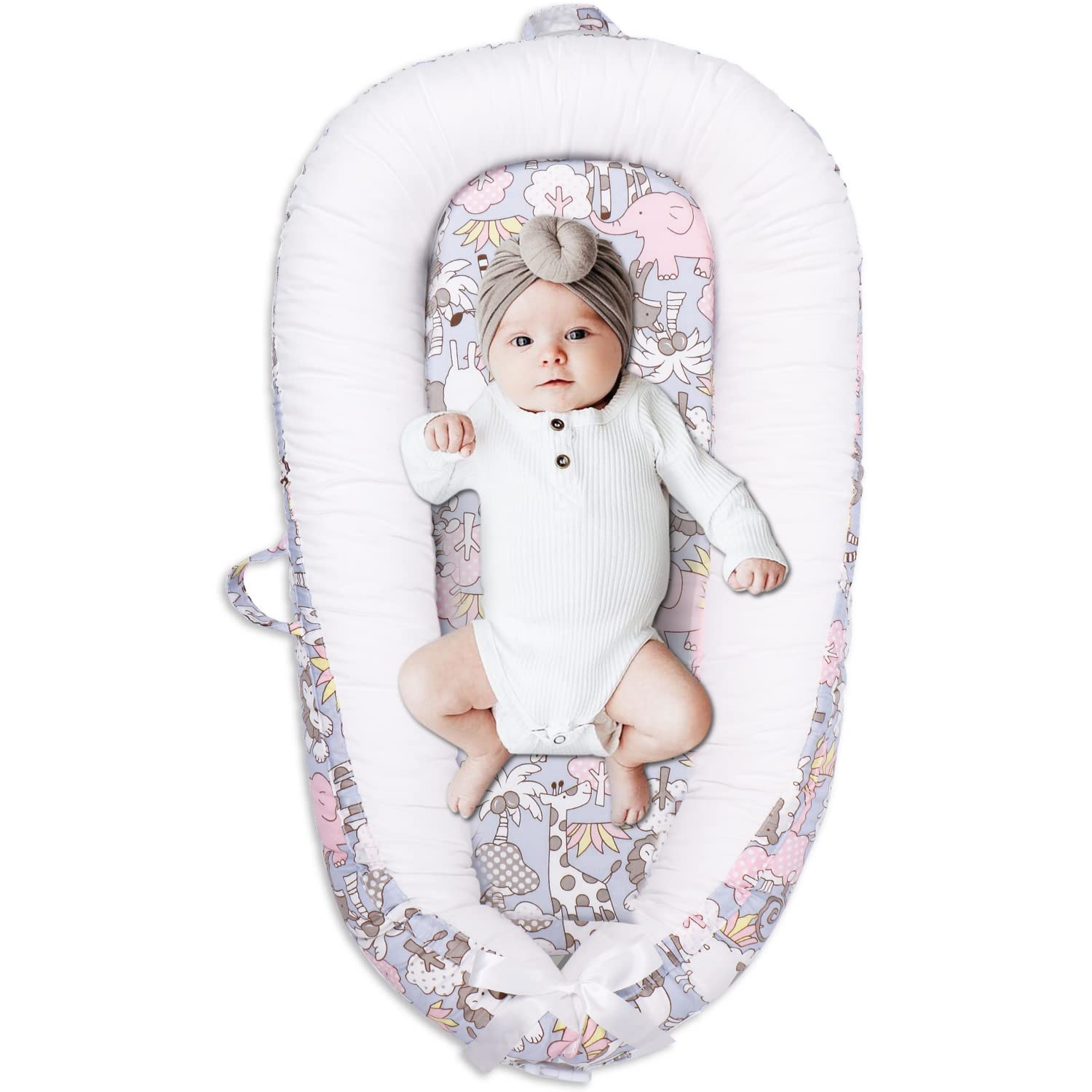 JOCUTE Organic Cotton Baby Lounger - Cozy & Adjustable