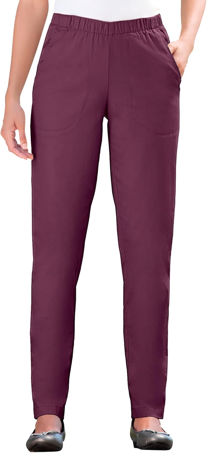 Woman Within Plus Size Straight Leg Elastic Waist Denim Jeans