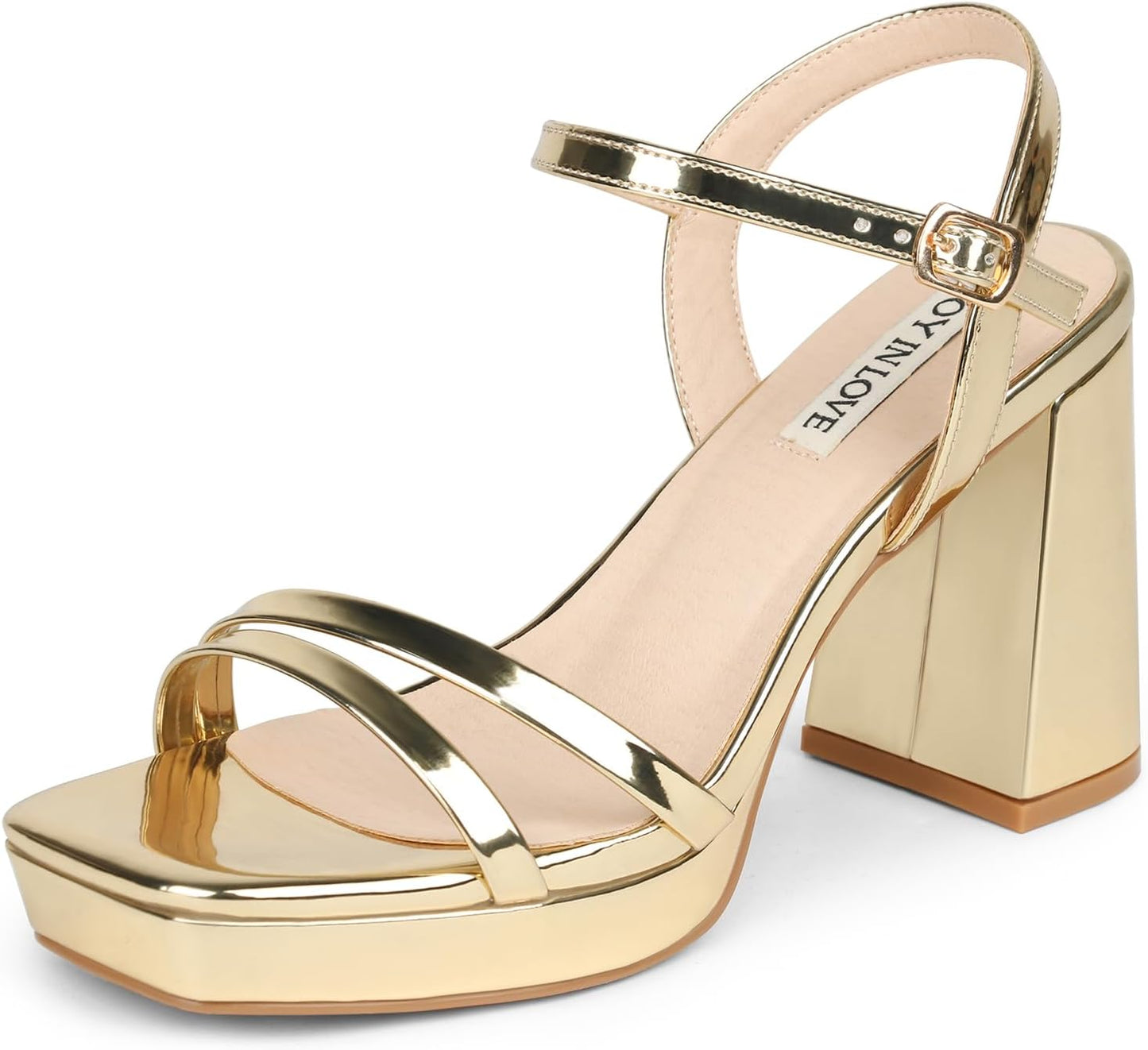 JOY IN LOVE Platform Heels for Women with Chunky Block Heel
