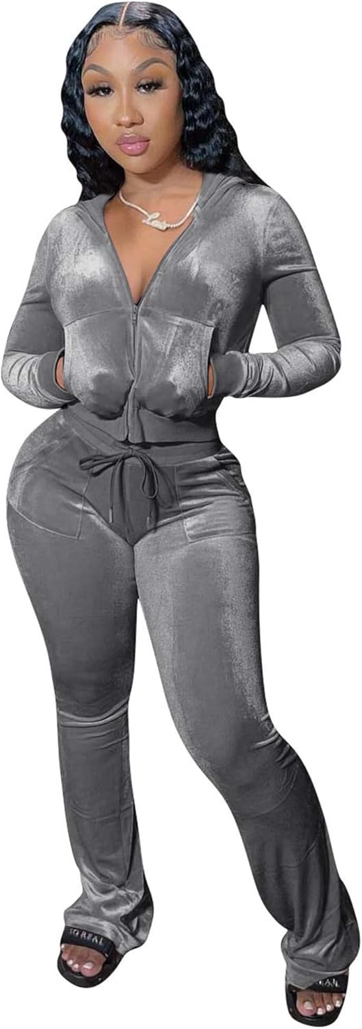 YIDENGYMX Womens Velour Tracksuit Set for Stylish Comfort