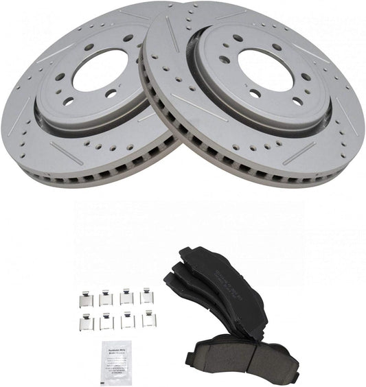 TRQ Front Performance Brake Pad & Rotor Kit for Ford Vehicles