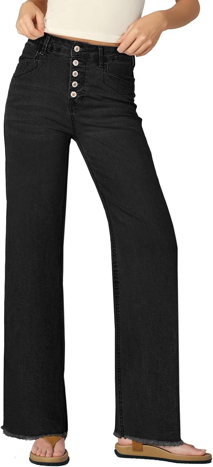 High Waisted Straight Leg Jeans for Women with Trendy Design