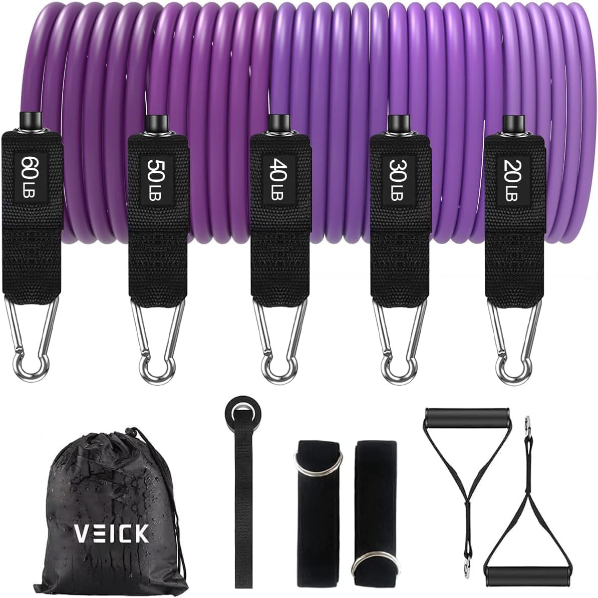 VEICK Resistance Bands for Home Workouts - Adjustable Levels
