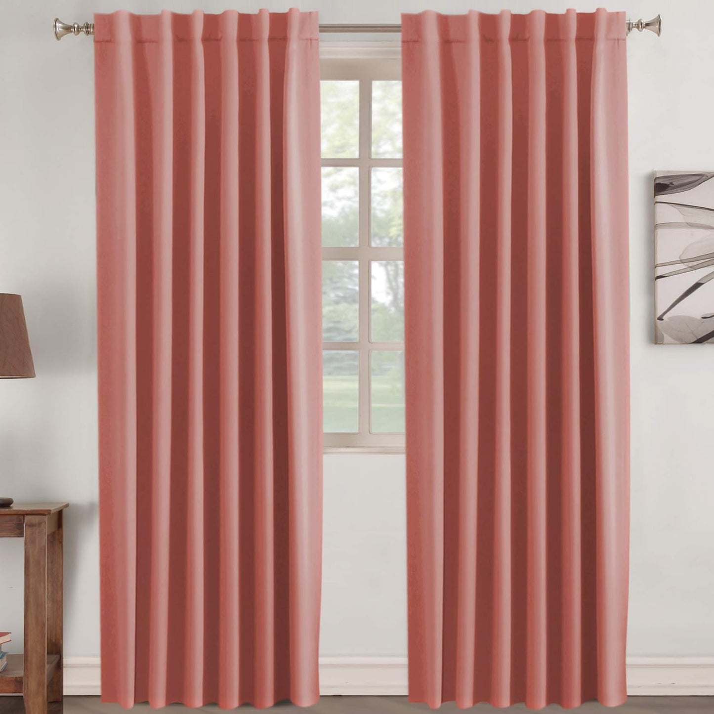 Turquoize Coral Blackout Curtains for Girls Room - 52in x 96in
