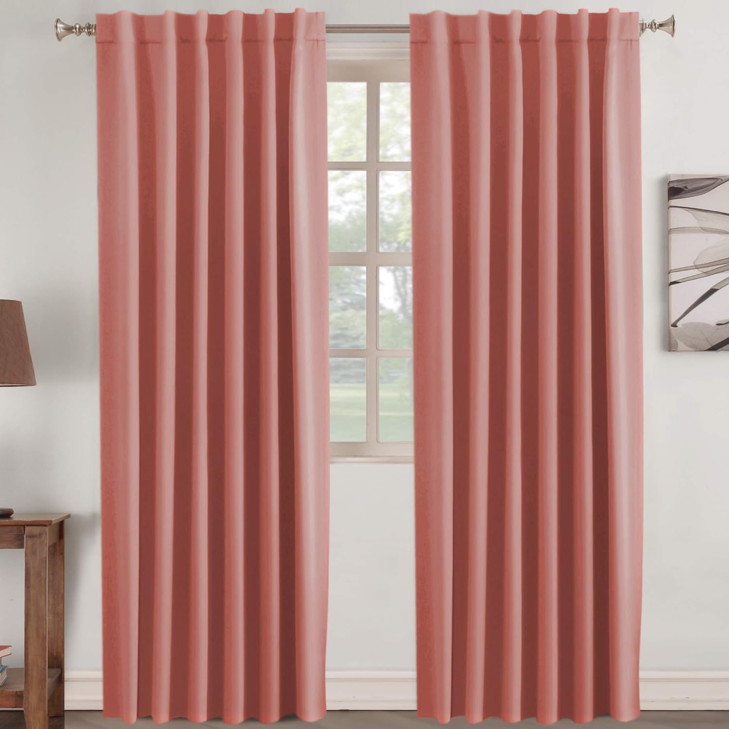 Turquoize Coral Blackout Curtains for Girls Room - 52in x 96in