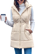 Inorin Womens Quilted Puffer Vests Hooded Sleeveless Long Outwear