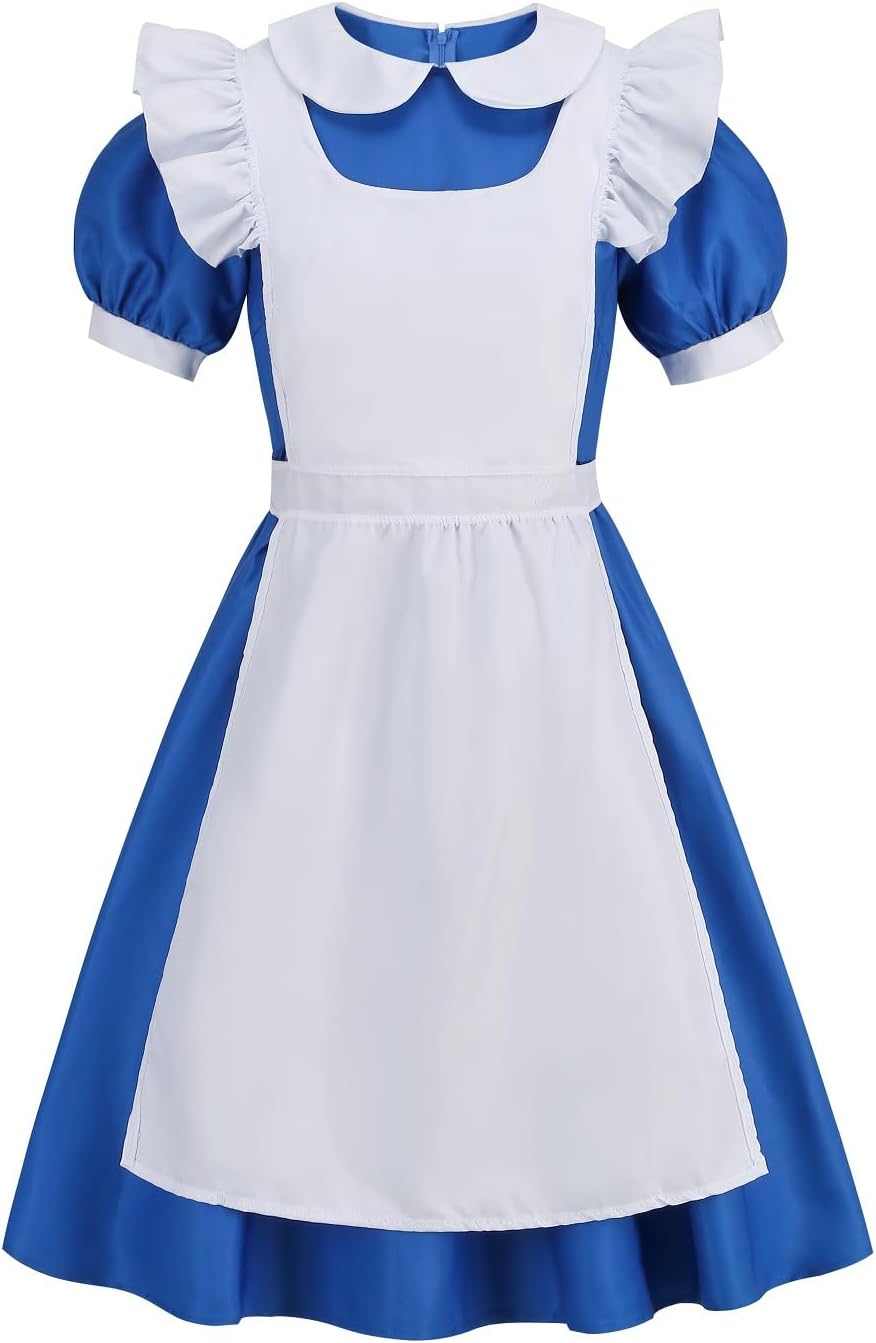 Colorful House Blue Maid Costume Set for Adult Anime Cosplay