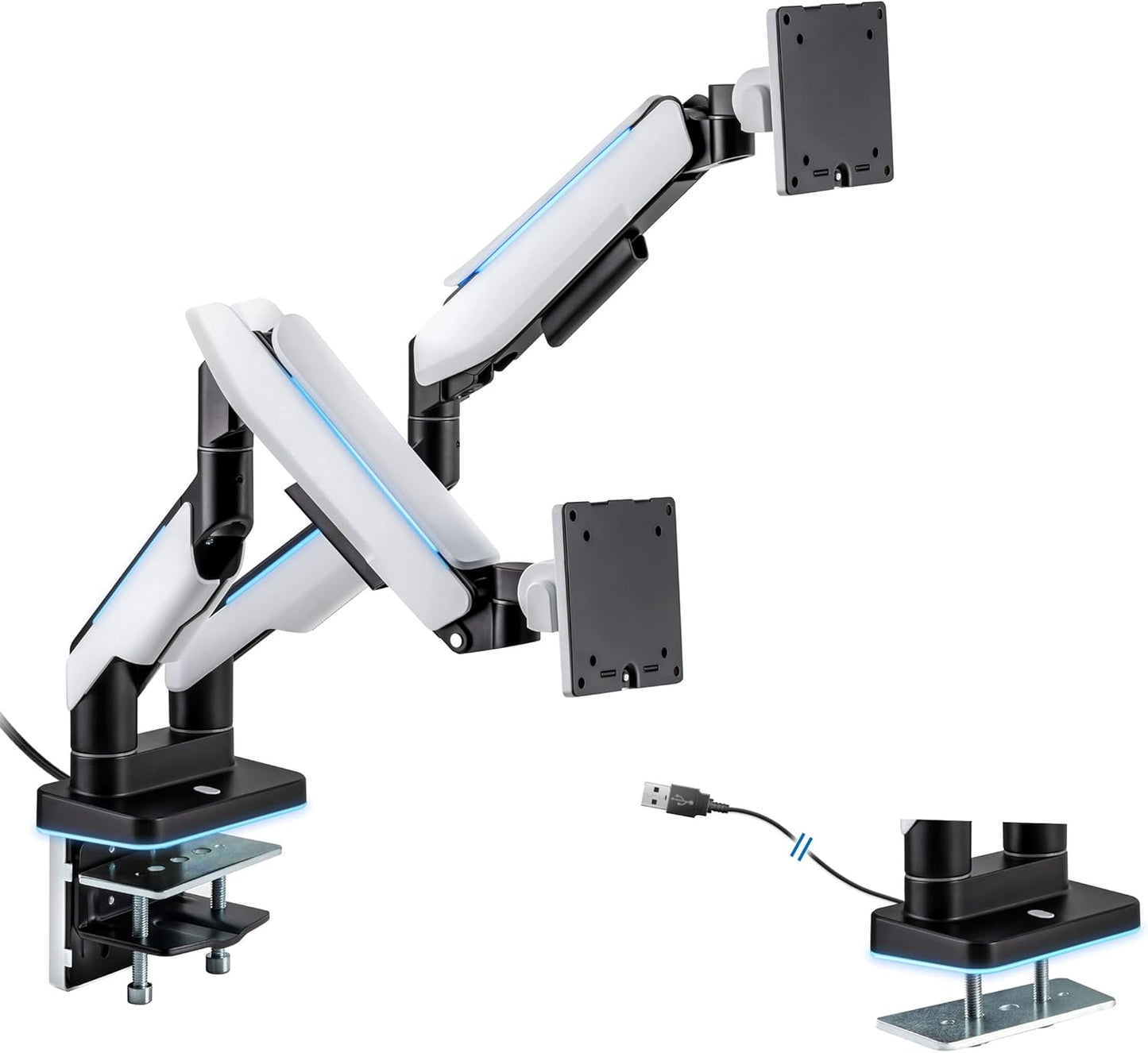 Heavy Duty Dual Monitor Arm with RGB Lights for 35 in Screens