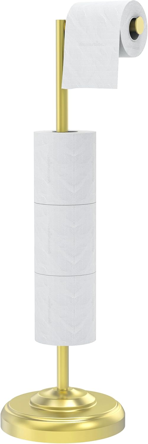 Freestanding Toilet Paper Holder Stand with Storage for 4 Rolls