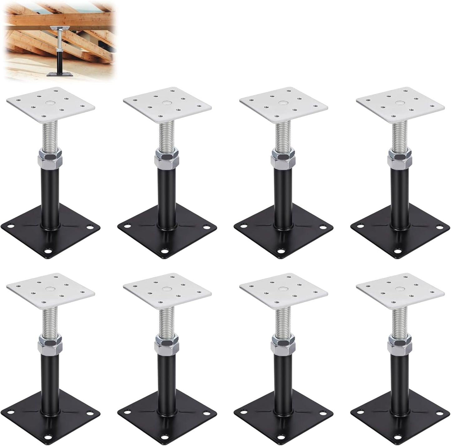 8 PCS Adjustable House Floor Jacks for Leveling Support