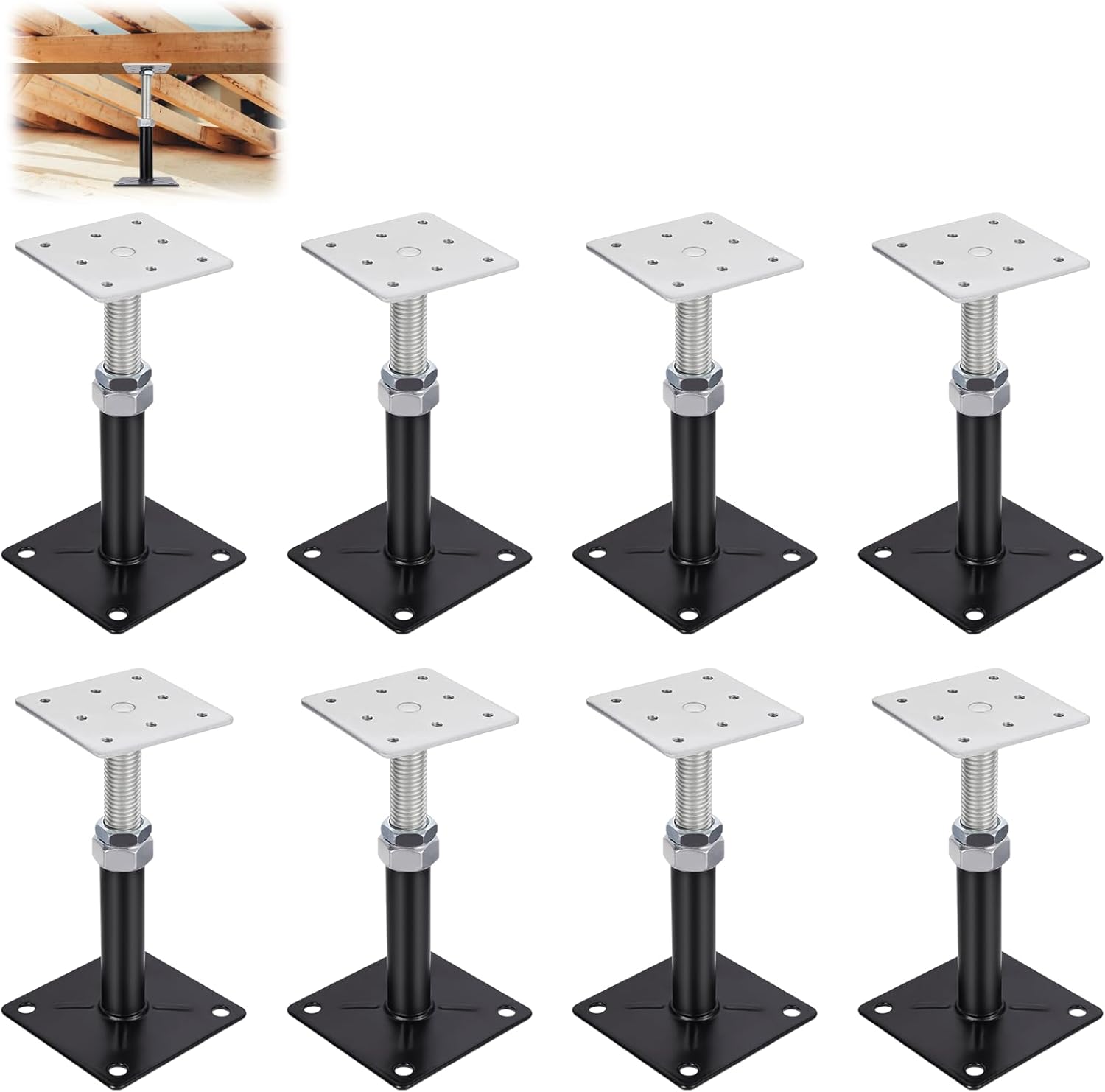 8 PCS Adjustable House Floor Jacks for Leveling Support