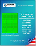 Premium Label Supply Bright Neon Green Return Address Labels - 8000