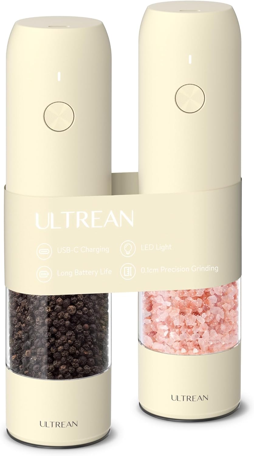 Ultrean Electric Pepper Grinder with Adjustable Coarseness and LED