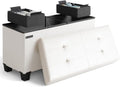 Storage Ottoman Bench with Bins 30-in - Tufted Folding Storage Seat