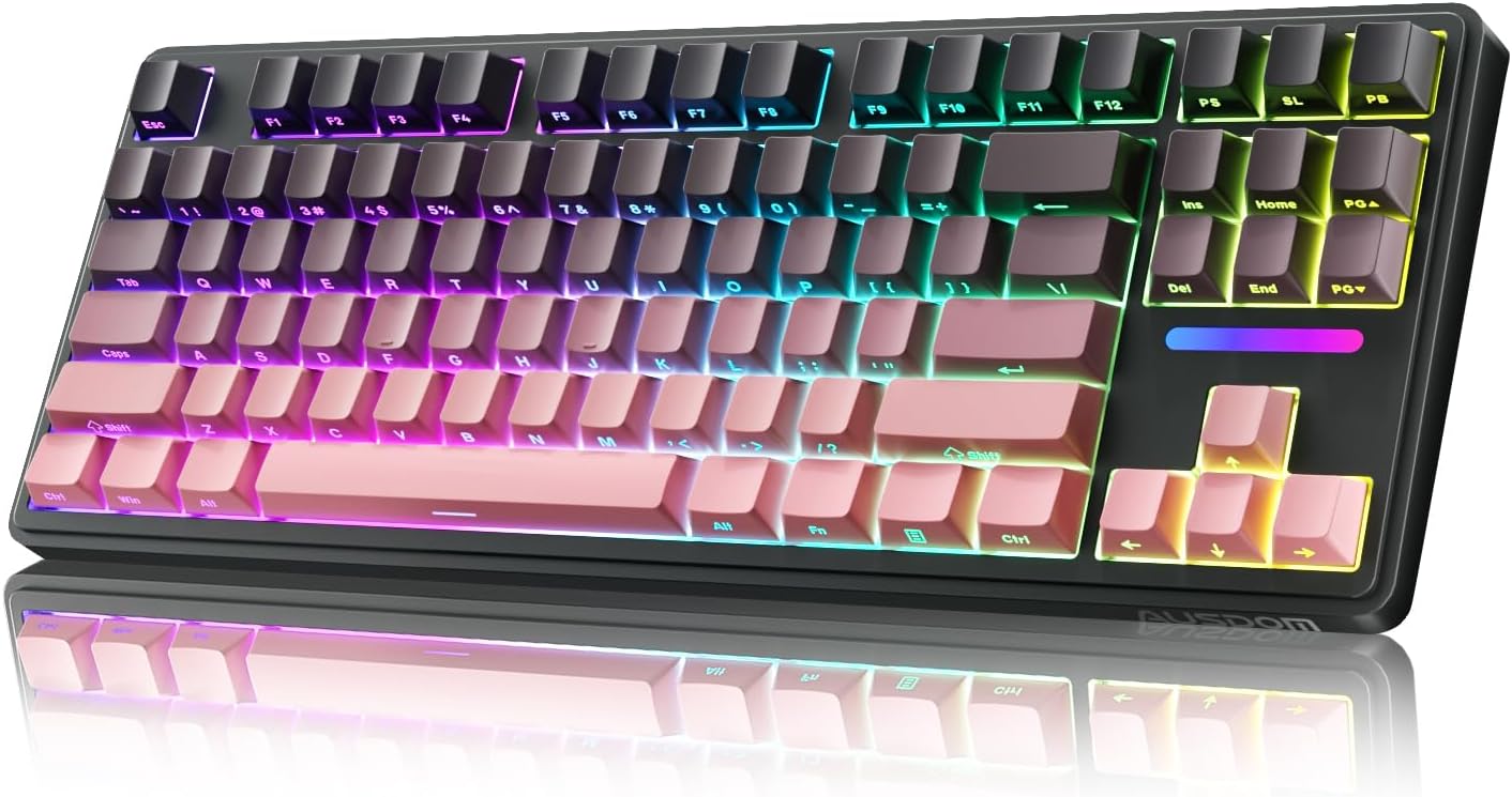 AUSDOM Wireless Gaming Keyboard: 10000mAh Battery, Tri-Mode Connectivity, RGB Backlit