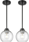 Pendant Lights Kitchen Island 2 Pack - Modern 7in Clear Globe