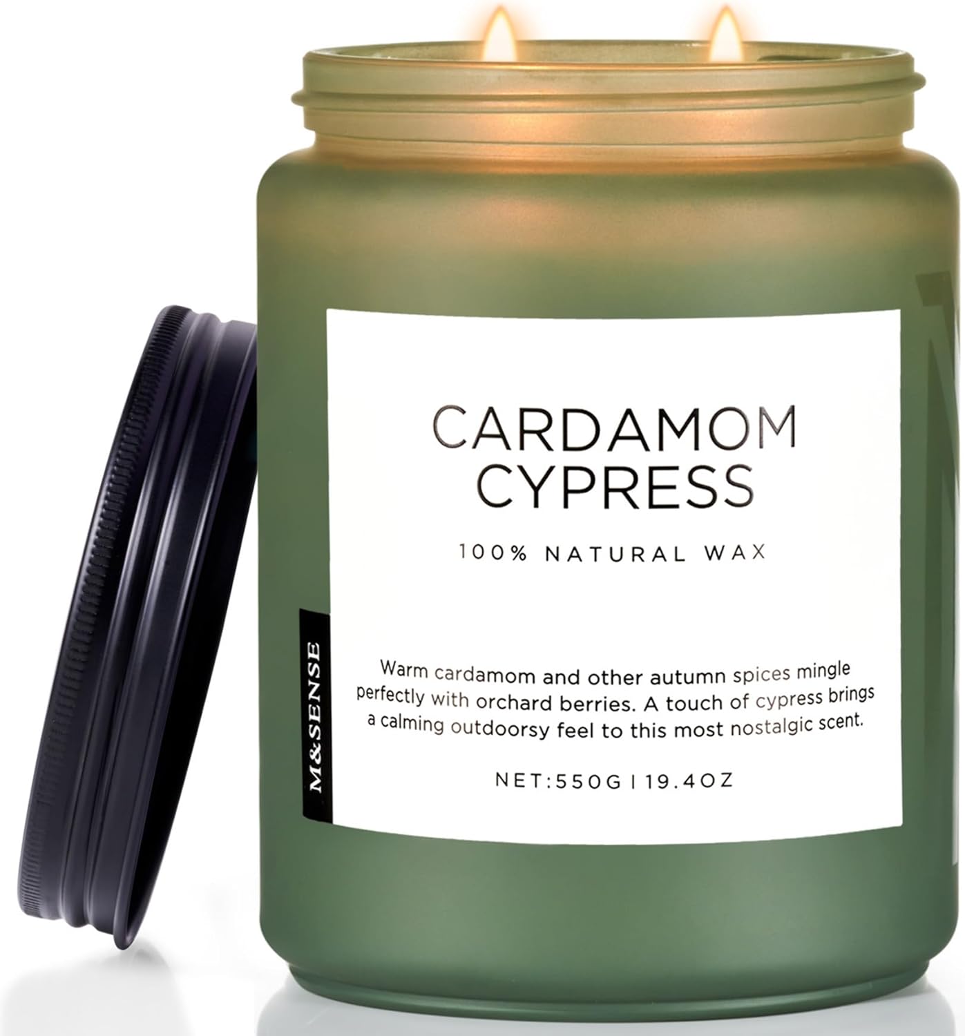 M&SENSE Large Soy Candles for Home with Cardamom Cypress Scent