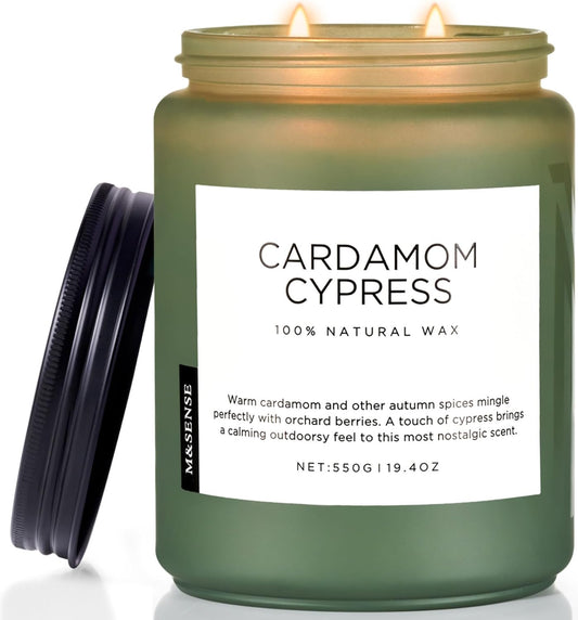 M&SENSE Large Soy Candles for Home with Cardamom Cypress Scent