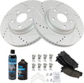 TRQ Front Brake Pad & Rotor Kit Premium G-Coated Ceramic Slotted X