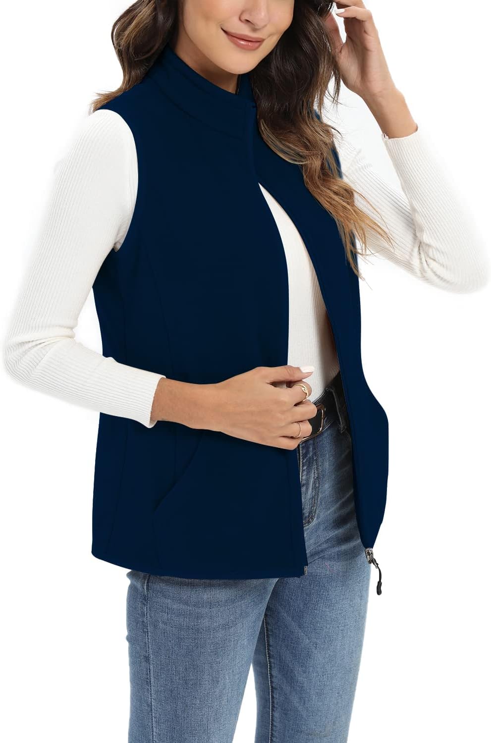 Xeoxarel Women's Fleece Vest with 6 Pockets for Comfort