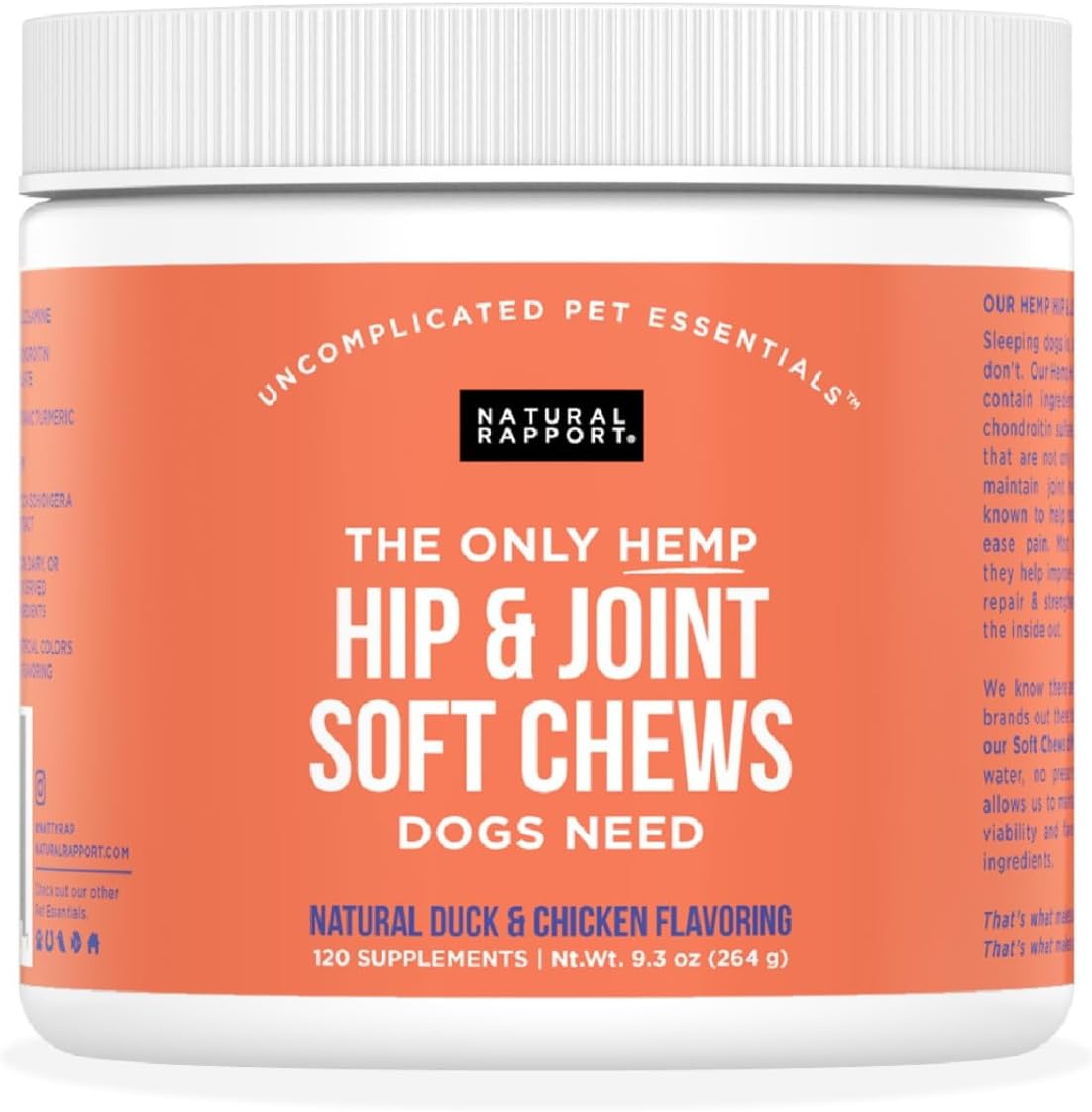 Natural Rapport Dog Health Supplement for Hip and Joint Care