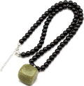 Natural Raw Tourmaline Pendant Black Onyx 8mm Beaded Necklace Tumbled