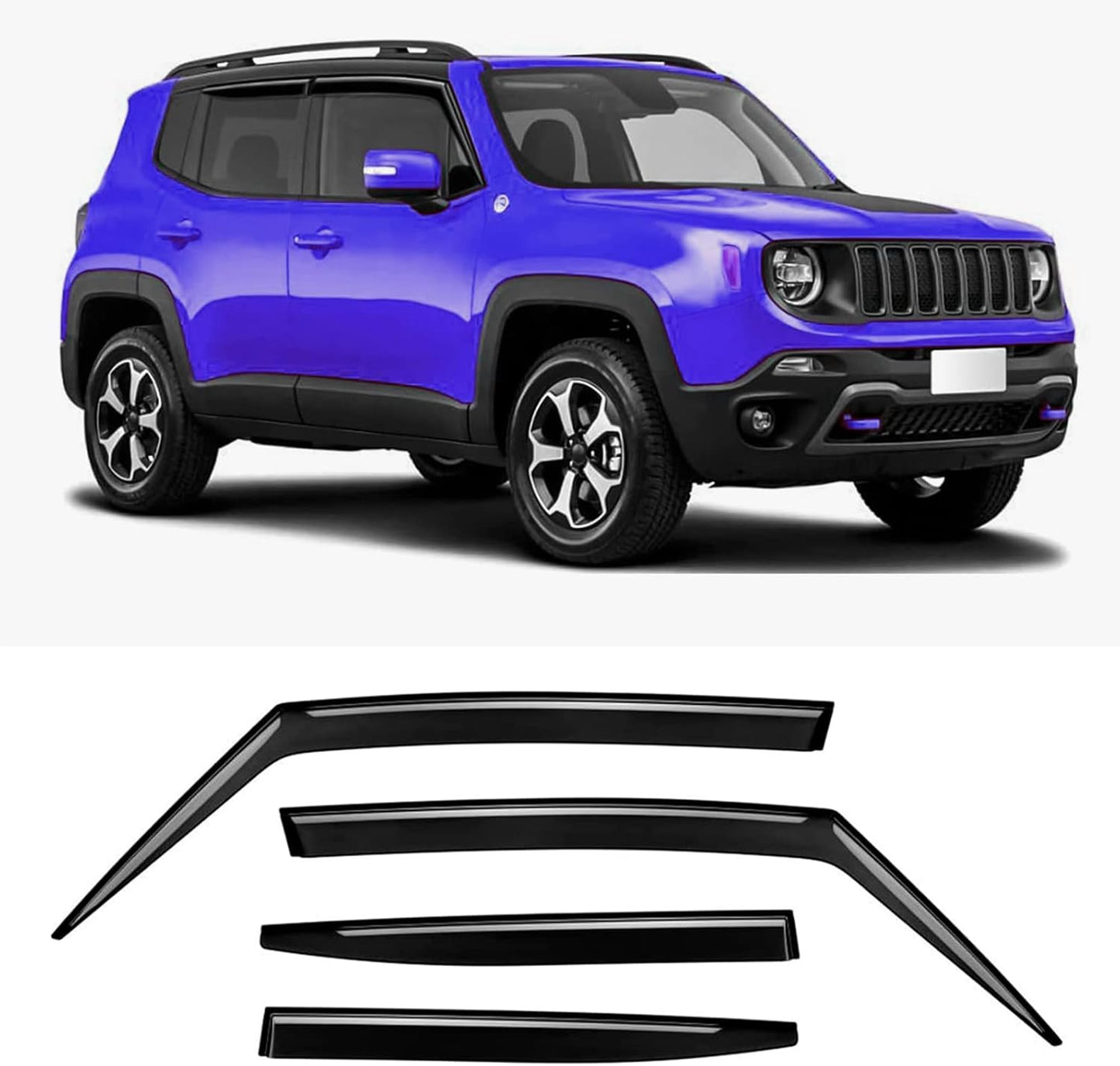 Rain Guard 4-Piece Window Visor Shield for Jeep Renegade 2015-2021