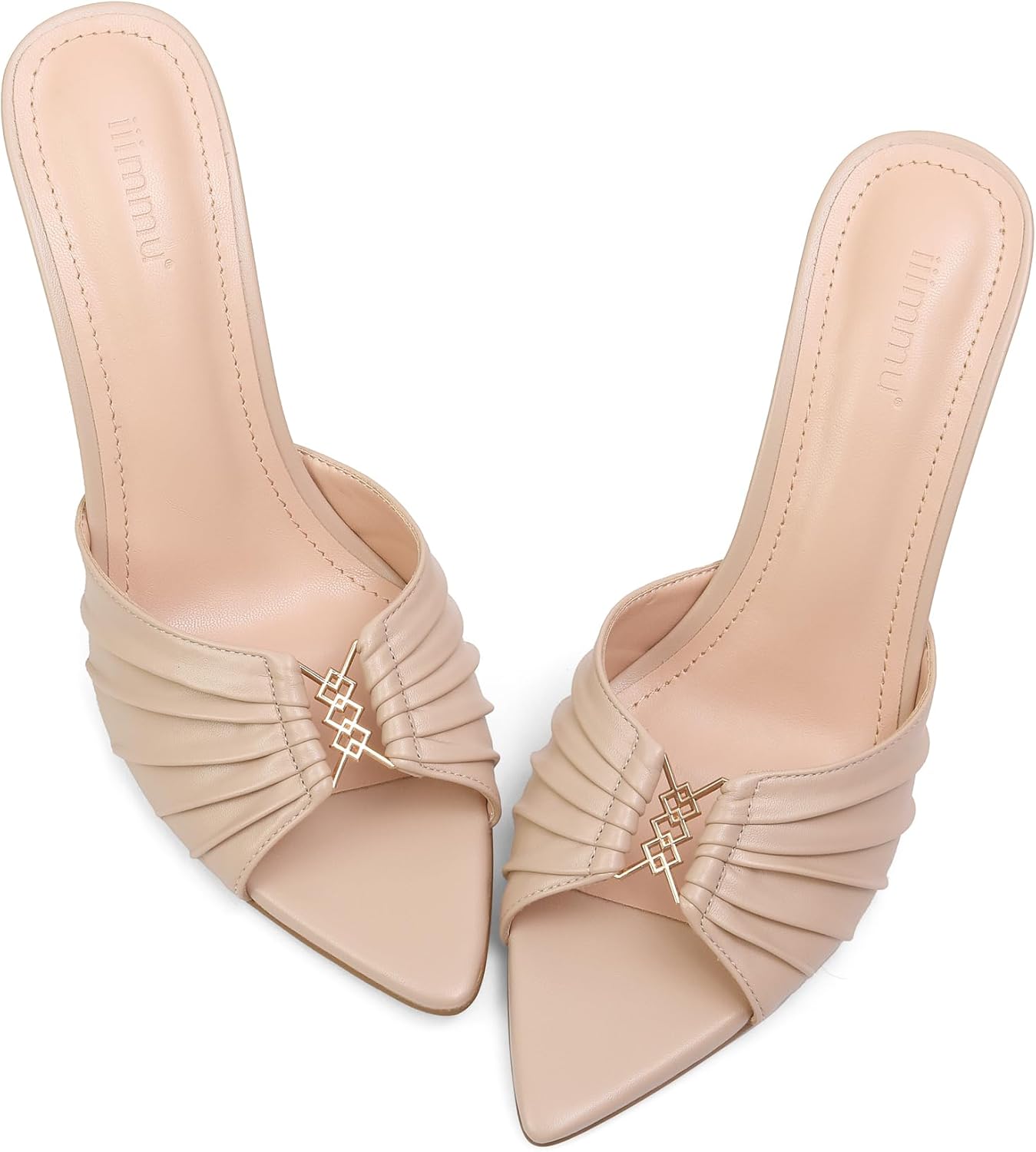 iiimmu 3.5 IN Stiletto Mules High Heels with Peep Toe Style