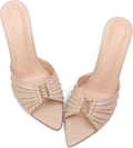 iiimmu 3.5 in Stiletto Mules Pointed Peep Toe - Chic Everyday Heel