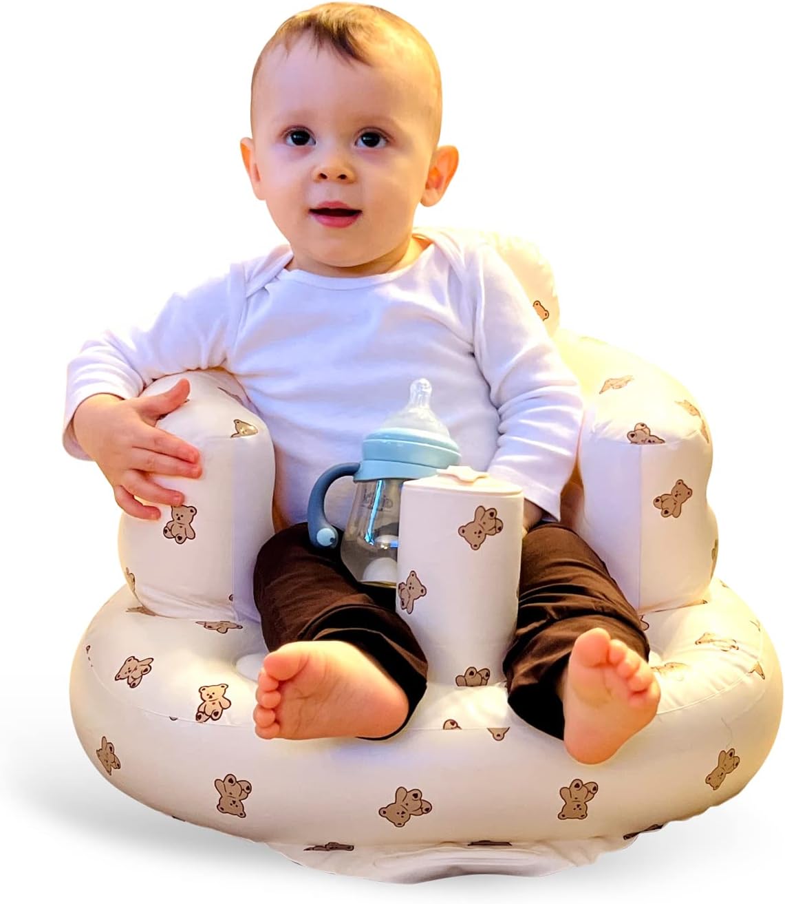 Baby Inflatable Seat + Built-In Air Pump for Back Support - Mink