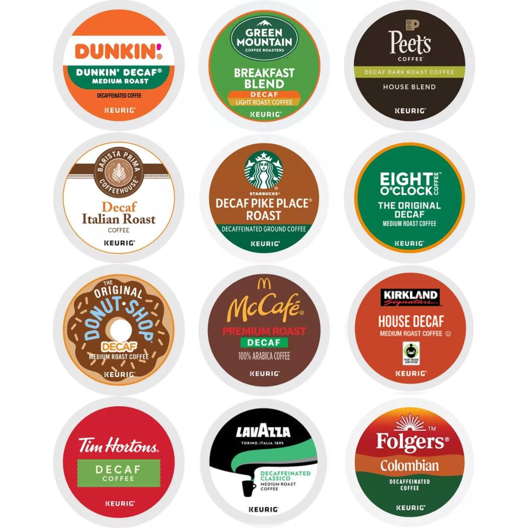 12 Brand Decaf K-cup Sampler Pack for Keurig