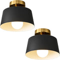 Modern Semi Flush Mount Ceiling Light 2 Pack - Sleek Black and Gold